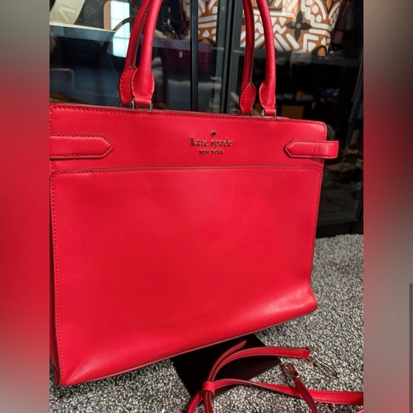 Kate Spade Staci Medium Satchel - Pink Ruby Saffiano Leather - EUC - Picture 3 of 7